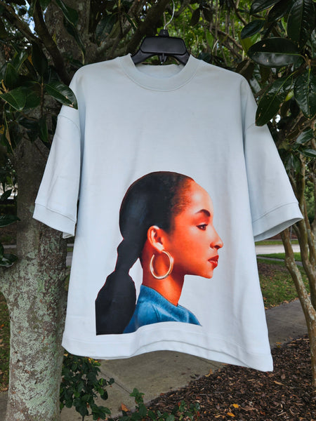 Sky Blue "Sade Face" Short Sleeve Heavy Tshirt